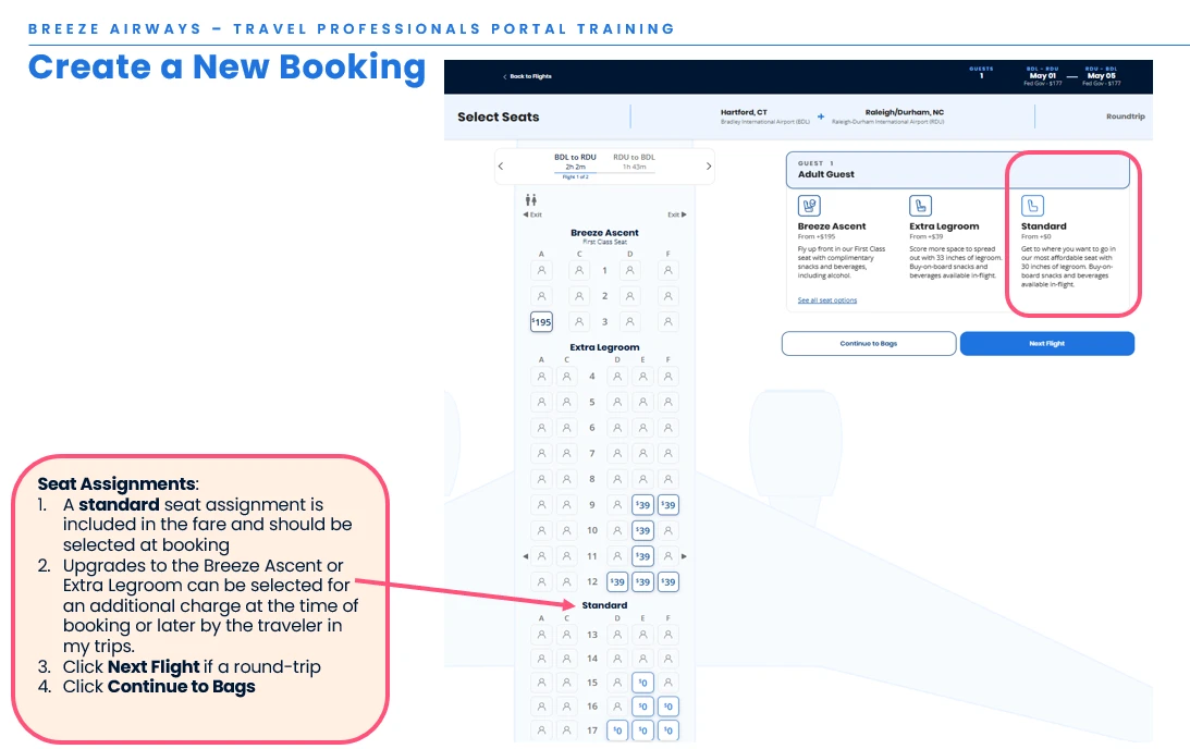 Complimentary and premium seat selection available